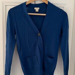 J.Crew Merino Wool V-Neck Cardigan | Blue | Button Front | XXS